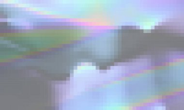 Holografik gökkuşağı renkli neon geometrik şekiller soyut arkaplan, pikselli vektör deseni