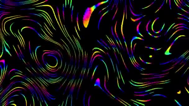 Distorted Neon Brilhante Linhas Fundo Abstrato Sobre Fundo Preto Looping — Vídeo de Stock