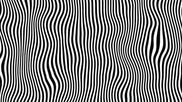 Ilusão Óptica Preto Branco Com Ziguezague Linhas Estilo Vincado Enrugado — Vídeo de Stock