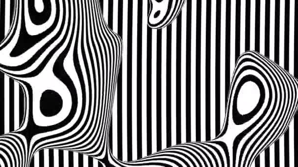 黒と白の視覚的な錯覚 ジグザグ線 クリークされたひずみのラインのスタイルで オプトアートループビデオのスタイルで 垂直線と線のストライプで黒と白のモノクロ絵画 — ストック動画