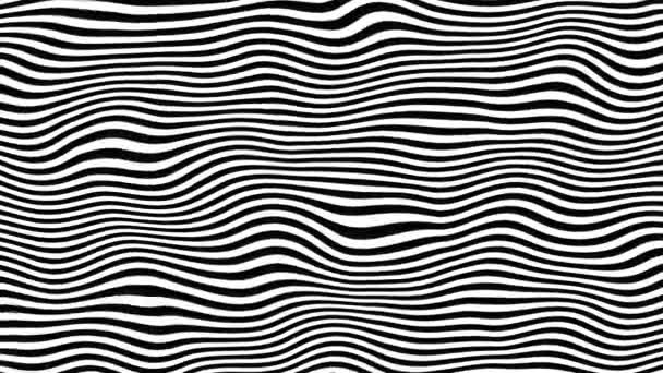 Оптическая Иллюзия Черно Белая Зигзагообразными Линиями Стиле Складчатых Морщин Черно — стоковое видео