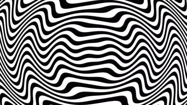 Optische Illusie Zwart Wit Met Zigzag Lijnen Stijl Van Gerimpelde — Stockvideo