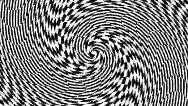 黒と白の視覚的な錯覚 ジグザグ線 クリークされたひずみのラインのスタイルで オプトアートループビデオのスタイルで 垂直線と線のストライプで黒と白のモノクロ絵画 — ストック動画