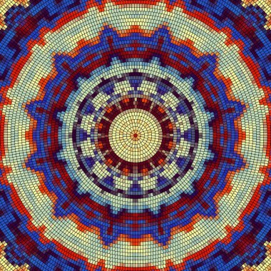 Kusursuz mozaik sanat modeli. Soyut sanat geçmişi, mozaik mandala. Vektör resmi.