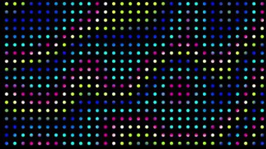 Canlandırılmış soyut teknoloji siyah arkaplan rastgele noktalar ve ızgara 4K.