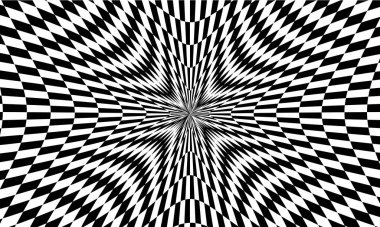 Optik illüzyon vektör arka planı. Basit siyah beyaz çizgiler