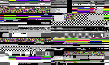 Retro VHS arka planı, eski video bantlarında olduğu gibi ya da hatalı kamera efektli sinyal TV ekranı yok. Vaporwave oluk retro dalga tarzı vektör çizimi.
