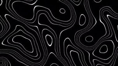 Siyah arkaplanda soyut dalga çizgileri. Soyut fraktal dijital satır arkaplanının 4k animasyonu