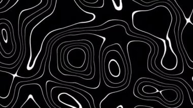 Dalgalı çizgi hareketli soyut siyah arkaplan. Geometrik şekilli düz bir yerleşim