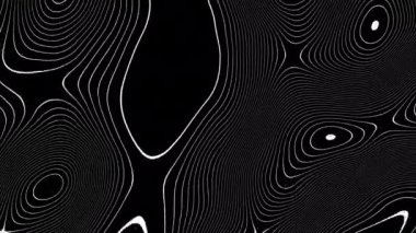 Siyah arkaplanda soyut dalga çizgileri. Soyut fraktal dijital satır arkaplanının 4k animasyonu