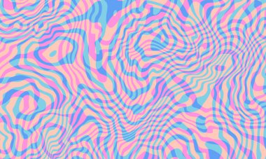 Abstract horizontal background with colorful waves. Trendy vector illustration in style retro 60s, 70s. Pastel colors. clipart