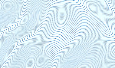 Beyaz arkaplan ve dokuda soyut mavi dalga çizgileri deseni. Vektör arkaplanı