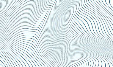 Beyaz arkaplan ve dokuda soyut mavi dalga çizgileri deseni. Vektör arkaplanı