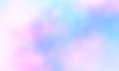 Soyut günbatımı gökyüzünün renkli suluboya arkaplanı pastel gökkuşağı renklerinde kabarık bulutlar pembe mavi turuncu ve mor.