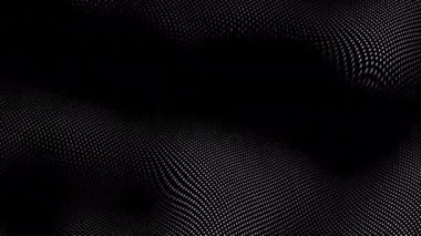 Canlandırılmış soyut teknoloji siyah arkaplan rastgele noktalar ve ızgara 4K.