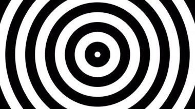 Hareketli grafiklerde siyah ve beyaz daireleri olan dinamik geometrik arkaplan. Soyut Düz Arkaplan Canlandırmaları 4K döngüsü