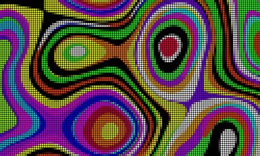 Trippy psychedelic renkli neon geometrik şekiller soyut arkaplan