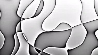 Beyaz arka planda soyut dalga siyah çizgiler. Soyut fraktal dijital çizgi arkaplanının 4k animasyonu. Basit monokrom dalgaları..