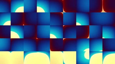 Geometrik desen döngüsü. Çemberler, kareler animasyon. Modernist soyut arka plan. Bauhaus Tasarım tarzı. Mavi, kırmızı, pembe, turuncu, kahverengi