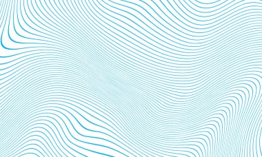 Beyaz arkaplan ve dokuda soyut mavi dalga çizgileri deseni. Vektör arkaplanı