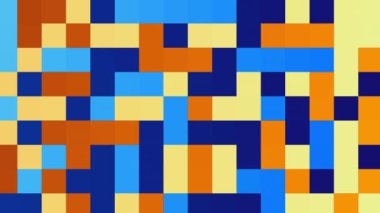 Geometrik desen döngüsü. Çemberler, kareler animasyon. Modernist soyut arka plan. Bauhaus Tasarım tarzı. Mavi, kırmızı, pembe, turuncu, kahverengi