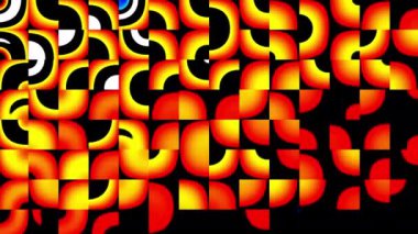 Modern Animasyon Geometrik desen veya arkaplan. 4K çözünürlüklü geometrik hareket tasarımı. Çemberler ve kareler ile soyut hareket eden şekiller