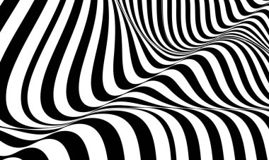 Soyut çizgili yüzey, siyah ve beyaz asıl 3d vektör arkaplan