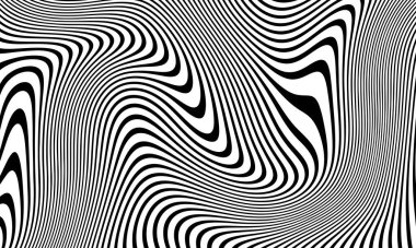 Soyut Siyah ve Beyaz Eğri Çizgiler, Dijital Sanat, Siyah ve Beyaz, Çizgiler, Soyut Vektör Arkaplanı.