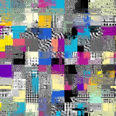 Abstract seamless pattern with imitation of a grunge glitch texture with thin lines. Vector image. clipart