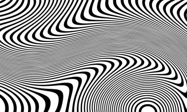 Soyut Siyah ve Beyaz Eğri Çizgiler, Dijital Sanat, Siyah ve Beyaz, Çizgiler, Soyut Vektör Arkaplanı.