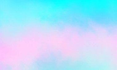 Soyut günbatımı gökyüzünün renkli suluboya arkaplanı pastel gökkuşağı renklerinde kabarık bulutlar pembe mavi turuncu ve mor.