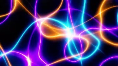 Renkli Neon Parlayan Parçacık Işık Çizgisi Galaksi Döngüsü.