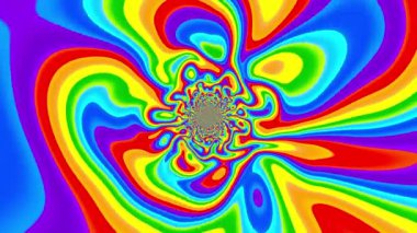 Çarpık renkli çizgi arkaplanı. Trippy strip psychedelic motion animasyonu. Neon rengi. Harika soyut döngü arkaplanı.