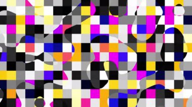 Animated Geometric pattern or background loop. 4K resolution geometric motion design in bright colors. Abstract shapes background.