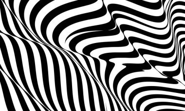 Soyut çizgili yüzey, siyah ve beyaz asıl 3d vektör arkaplan