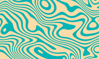 Renkli dalgalarla soyut yatay arkaplan. 60 'lar ve 70' lerde modaya uygun vektör çizimi. Pastel renkler.