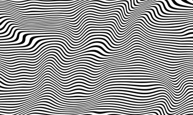 Kavisli çizgileri olan siyah beyaz bir desen. Soyut model. Dalgalı kıvrımlı doku.