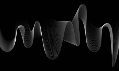 Siyah soyut arka plan ve karanlık bir kavram. Dalgalı çizgiler. Vektör İllüstrasyonu.