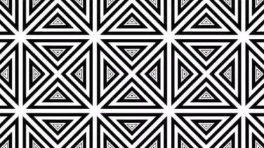 Geometrik siyah ve beyaz şekillerin hipnotik ritmik hareketi. 4k döngüsü basit geometrik düz arkaplan