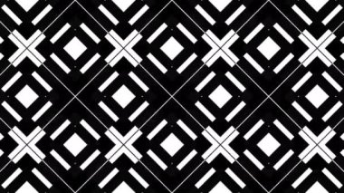 Geometrik siyah ve beyaz şekillerin hipnotik ritmik hareketi. 4k döngüsü basit geometrik düz arkaplan