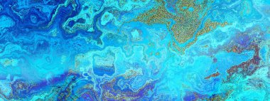 Mavi ve eşsiz dokuların güzel tonlarında akışkan desenleri olan çarpıcı soyut bir arkaplan.