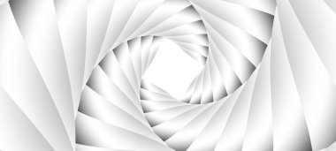 3D görüntüleme, soyut beyaz geometrik arkaplan, minimal düz döşeme, yuvarlak köşeli kare boş kart ile bükülmüş spiral.