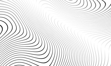 Kavisli çizgileri olan siyah beyaz bir desen. Soyut model. Dalgalı kıvrımlı doku.