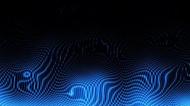 Soyut mavi arkaplanı dalgalarla döndür. Parçacıklı siyah arkaplan