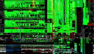 Soyut yaratıcı arıza dokuyu örtüyor. Saydam arkaplan üzerindeki dijital bir arızanın geometrik pikseldeki deseni, bir dijital geometrinin deseni.