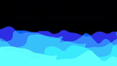 Döngülü animasyon mavi eğriler ve deniz dalgaları yumuşak ile karanlık animasyon arka plan düz tasarım biçimi
