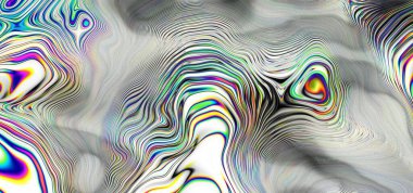 Holografik benzin lekelerine yakın çekim. Zehirli kimyasalların kavramsal çizimi