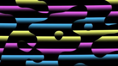 Kıvrımlı çizgilerin sıvı psikedelik deseni. Döngü Hareketi. Kıvrımlı çizgilerle hareket eden sıvı desen. Noktalar ve kıvrımlı çizgiler hayal gördüren şekillerde hareket eder