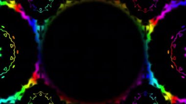 Soyut Mandala, arka plandaki Noel süsleme çiçeklerinde parlayan tabela. Döngü arkaplanı