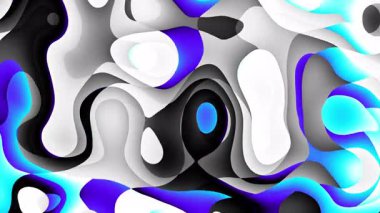 Kıvrımlı çizgilerin sıvı psikedelik deseni. Hareket. Kıvrımlı çizgilerle hareket eden sıvı desen. Noktalar ve kıvrımlı çizgiler hayal gördüren şekillerde hareket eder.